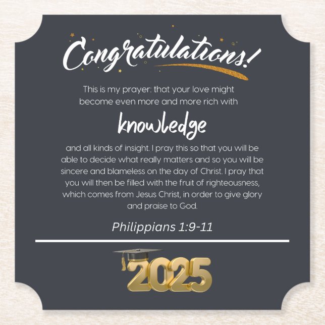 Herzlichen Glückwunsch 2025 Philippinen 1:9-11 Chr Untersetzer (Vorderseite)