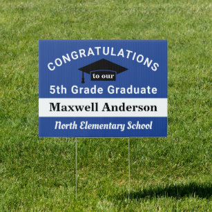 Herzlichen Glückwunsch 5. Graduate Blue Abschluss Gartenschild