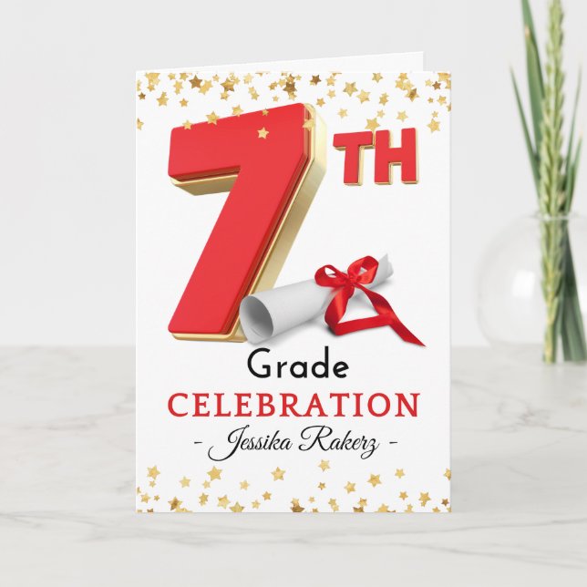Herzlichen Glückwunsch 7. Grad Celebration Abschlu Karte (Vorderseite)