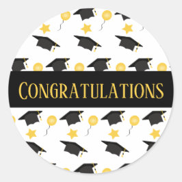 Herzlichen Glückwunsch Abschluss Balloons Hat Patt Runder Aufkleber