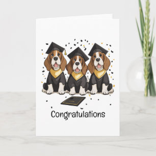 Herzlichen Glückwunsch Abschluss Basset Hound Hund Karte