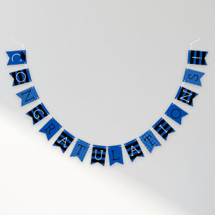 Herzlichen Glückwunsch Abschluss Blau Streifen Pun Wimpelkette
