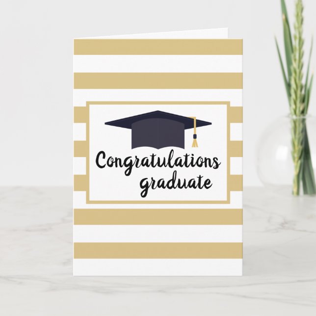 Herzlichen Glückwunsch Abschluss Hut mit Streifen  Karte (Vorderseite)