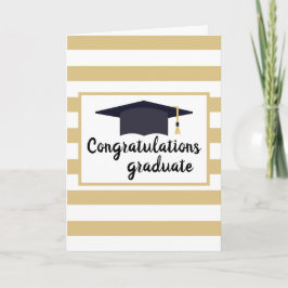 Herzlichen Glückwunsch Abschluss Hut mit Streifen  Karte