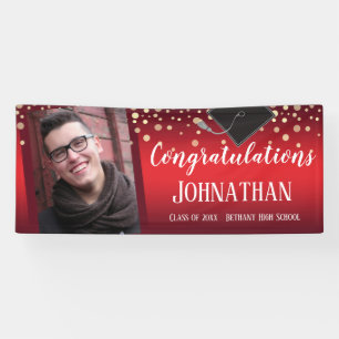Herzlichen Glückwunsch Abschluss Red mit Confetti Banner