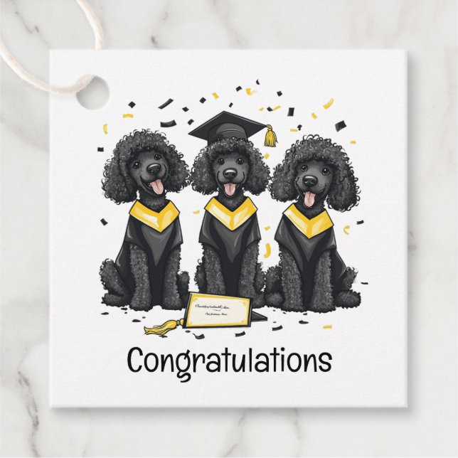 Herzlichen Glückwunsch Abschluss Standard Poodle H Geschenkanhänger (Vorderseite)
