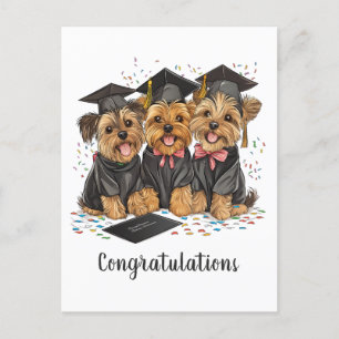 Herzlichen Glückwunsch Abschluss Yorkshire Terrier Feiertagspostkarte