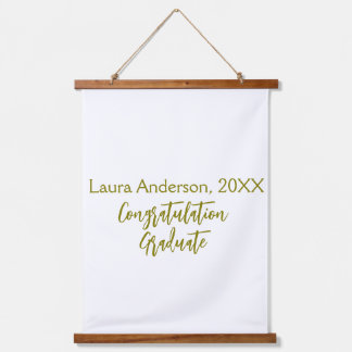 Herzlichen Glückwunsch Absolvent goldener Name Kla Wandteppich Mit Holzrahmen