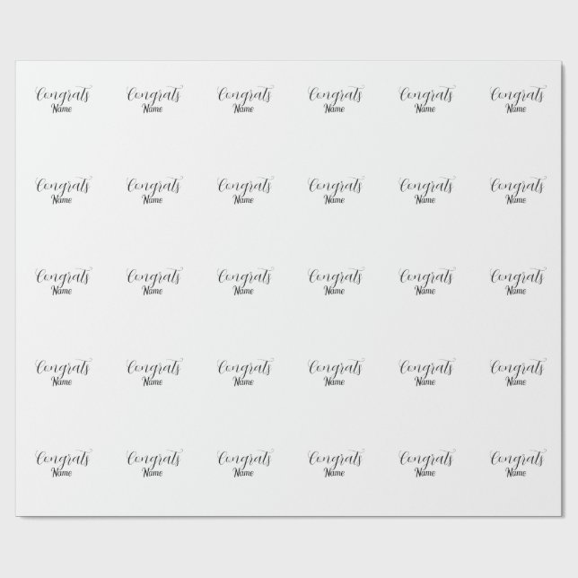 Herzlichen Glückwunsch Absolvent Name einfache min Geschenkpapier (Flach)