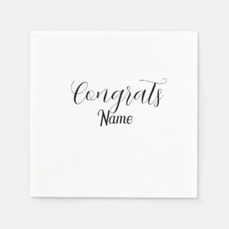Herzlichen Glückwunsch Absolvent Name schlicht min Serviette
