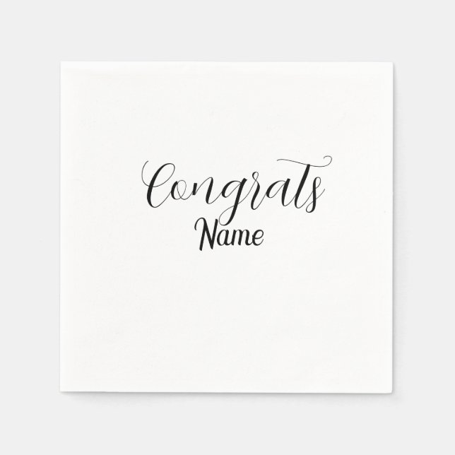 Herzlichen Glückwunsch Absolvent Name schlicht min Serviette (Vorderseite)