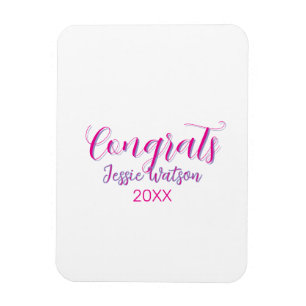 Herzlichen Glückwunsch Absolvent rosa lila Name Ja Magnet