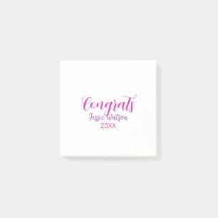 Herzlichen Glückwunsch Absolvent rosa lila Name Ja Post-it Klebezettel