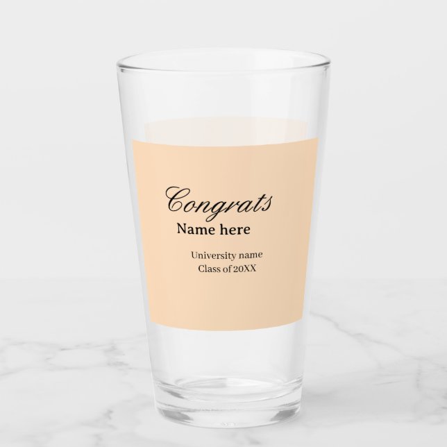 Herzlichen Glückwunsch Absolvent Universitätsname  Glas (Vorderseite)