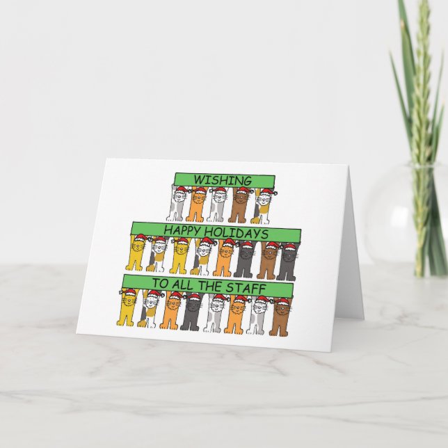 Herzlichen Glückwunsch an alle Mitarbeiter Cartoon Karte (Vorderseite)
