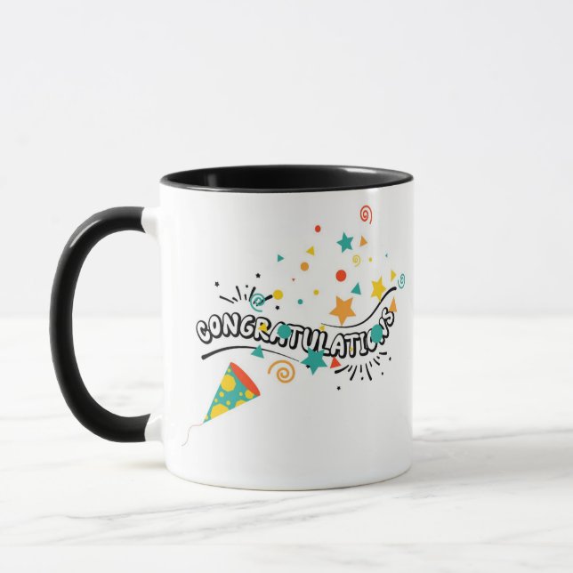 Herzlichen Glückwunsch an Confetti Tasse (Links)