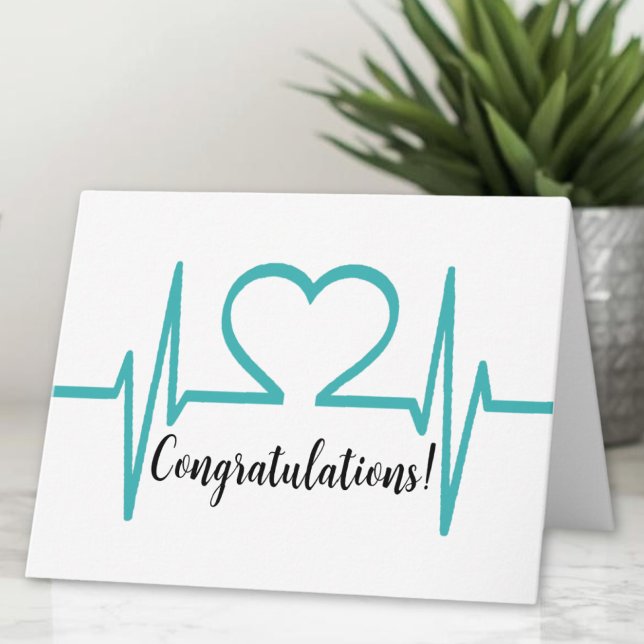 Herzlichen Glückwunsch an den Arzt für Krankenpfle Karte (Simple Heart Beat Nurse Doctor Medical Graduation Card)