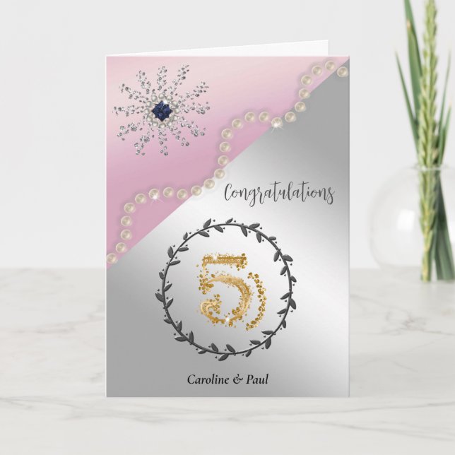 Herzlichen Glückwunsch an die Freunde zum 5. Hochz Karte (Vorderseite)