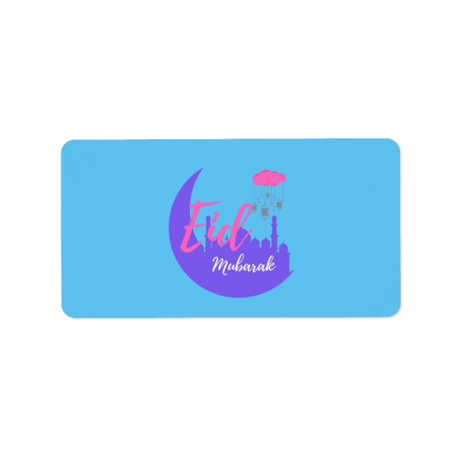 Herzlichen Glückwunsch an Eid Mubarak Balloon Adressaufkleber (Vorne)