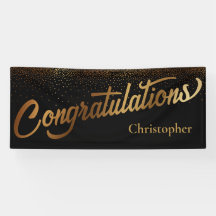 Herzlichen Glückwunsch an Gold Confetti auf Black