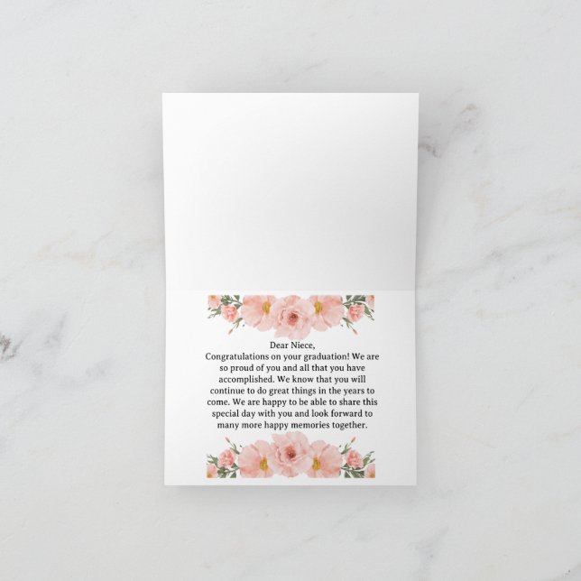 Herzlichen Glückwunsch an Niece auf Ihrem Abschlus Karte (Innenseite)