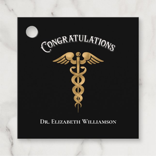 Herzlichen Glückwunsch Arzt Caduceus Geschenkanhänger (Vorderseite)