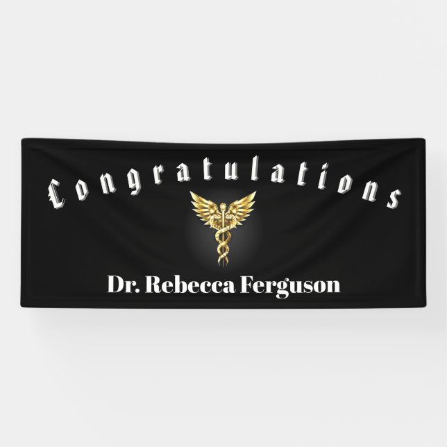 Herzlichen Glückwunsch Arzt Caduceus Gold Banner (Horizontal)