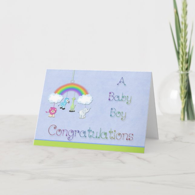 Herzlichen Glückwunsch Baby Boy Card Karte (Vorderseite)