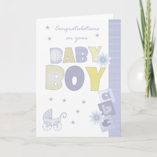 Herzlichen Glückwunsch Baby Boy Card, New Baby Karte (Vorderseite)