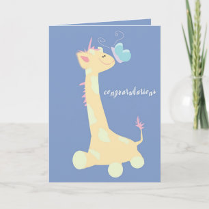 Herzlichen Glückwunsch (Baby Giraffe / Schmetterli Karte
