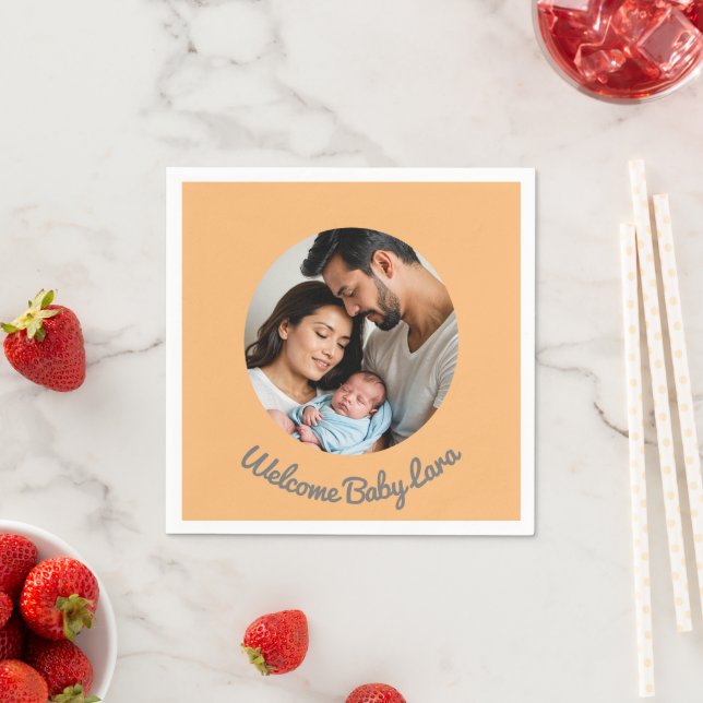 Herzlichen Glückwunsch Baby Jungen Pfirsich Brauch Serviette (Beispiel)