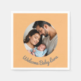 Herzlichen Glückwunsch Baby Jungen Pfirsich Brauch Serviette