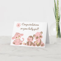 Herzlichen Glückwunsch Baby Mädchen Neue Tiere Not