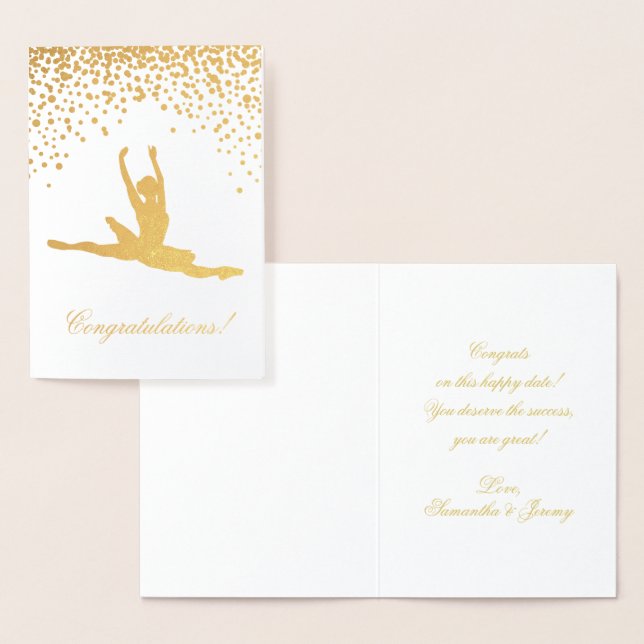 Herzlichen Glückwunsch Ballet Dancer Gold Confetti Folienkarte (Anzeige)