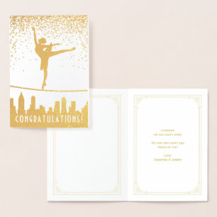 Herzlichen Glückwunsch Ballet Dancer Gold Confetti Folienkarte