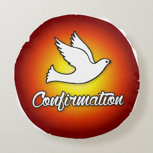 Herzlichen Glückwunsch Bejahung Taube mit Gold, Ro Rundes Kissen (Vorderseite)