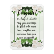 Herzlichen Glückwunsch Best Wishs White Roses Magn