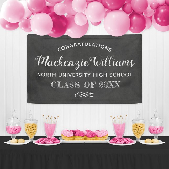 Herzlichen Glückwunsch Black Chalkboard Graduation Banner (Von Creator hochgeladen)