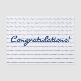 Herzlichen Glückwunsch! Blaues Wiederholmuster Seidenpapier