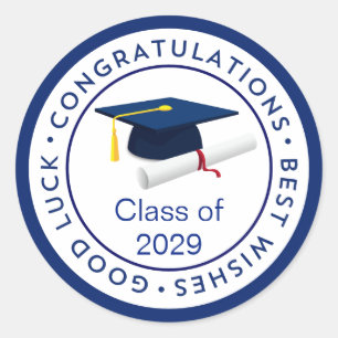 Herzlichen Glückwunsch Blue Mortar Klasse jedes Ja Runder Aufkleber