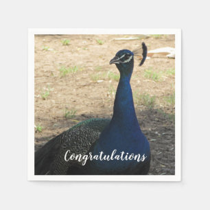 Herzlichen Glückwunsch Blue Proud Peacock Foto Bir Serviette