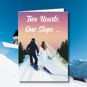 Herzlichen Glückwunsch Braut & Bräutigam Snowboard Karte