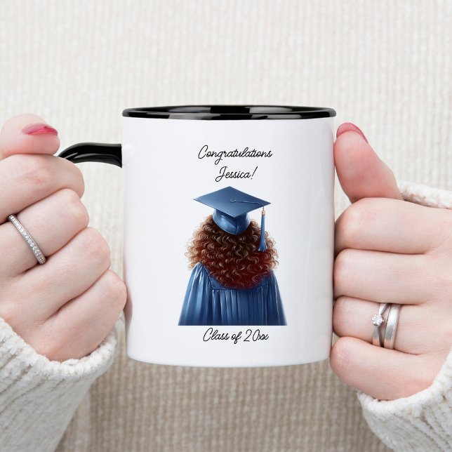 Herzlichen Glückwunsch Brünette weibliche Abitur i Zweifarbige Tasse (Von Creator hochgeladen)
