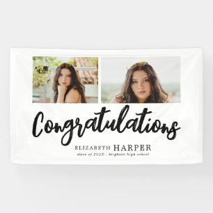 Herzlichen Glückwunsch Brush Script 2 Foto Abitur Banner