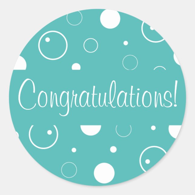 Herzlichen Glückwunsch Bubbles Umschlag Aufkleber (Vorderseite)