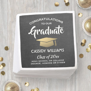 Herzlichen Glückwunsch Chalkboard Black & Gold Abs Serviette