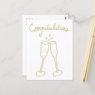 Herzlichen Glückwunsch Champagne Cheers Sketch Doo Postkarte