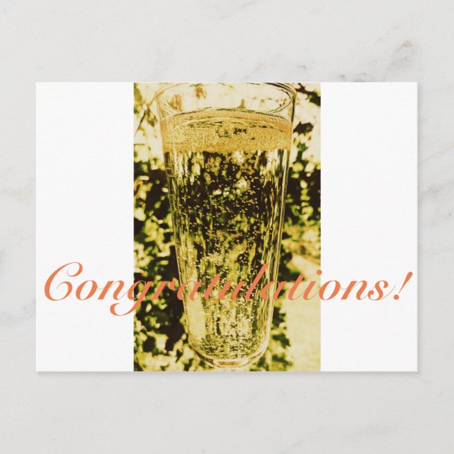 Herzlichen Glückwunsch Champagne Glass Postcard Postkarte (Vorderseite)