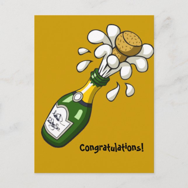 Herzlichen Glückwunsch Champagne Postcard Postkarte (Vorderseite)