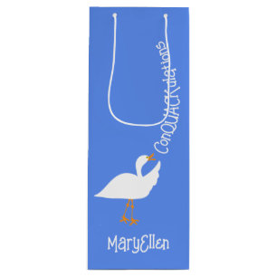 Herzlichen Glückwunsch Custom Blue Duck Wine Bag Geschenktüte Für Weinflaschen